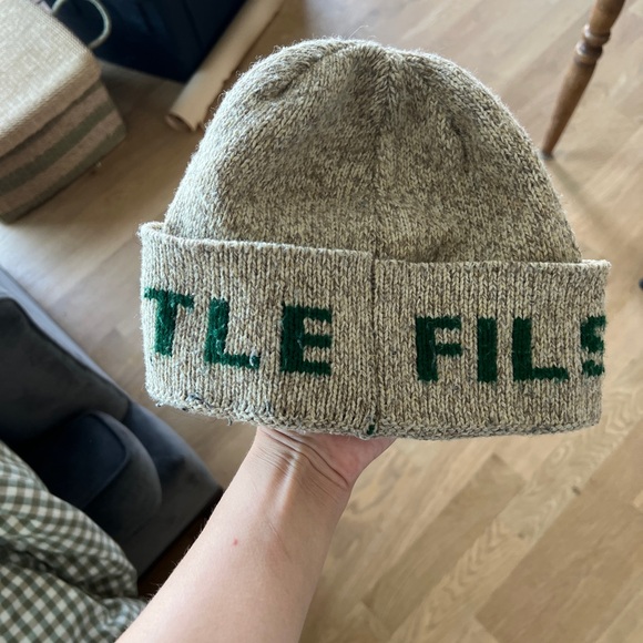 Filson Gray Knit Beanie with Green Lettering - Picture 3 of 3